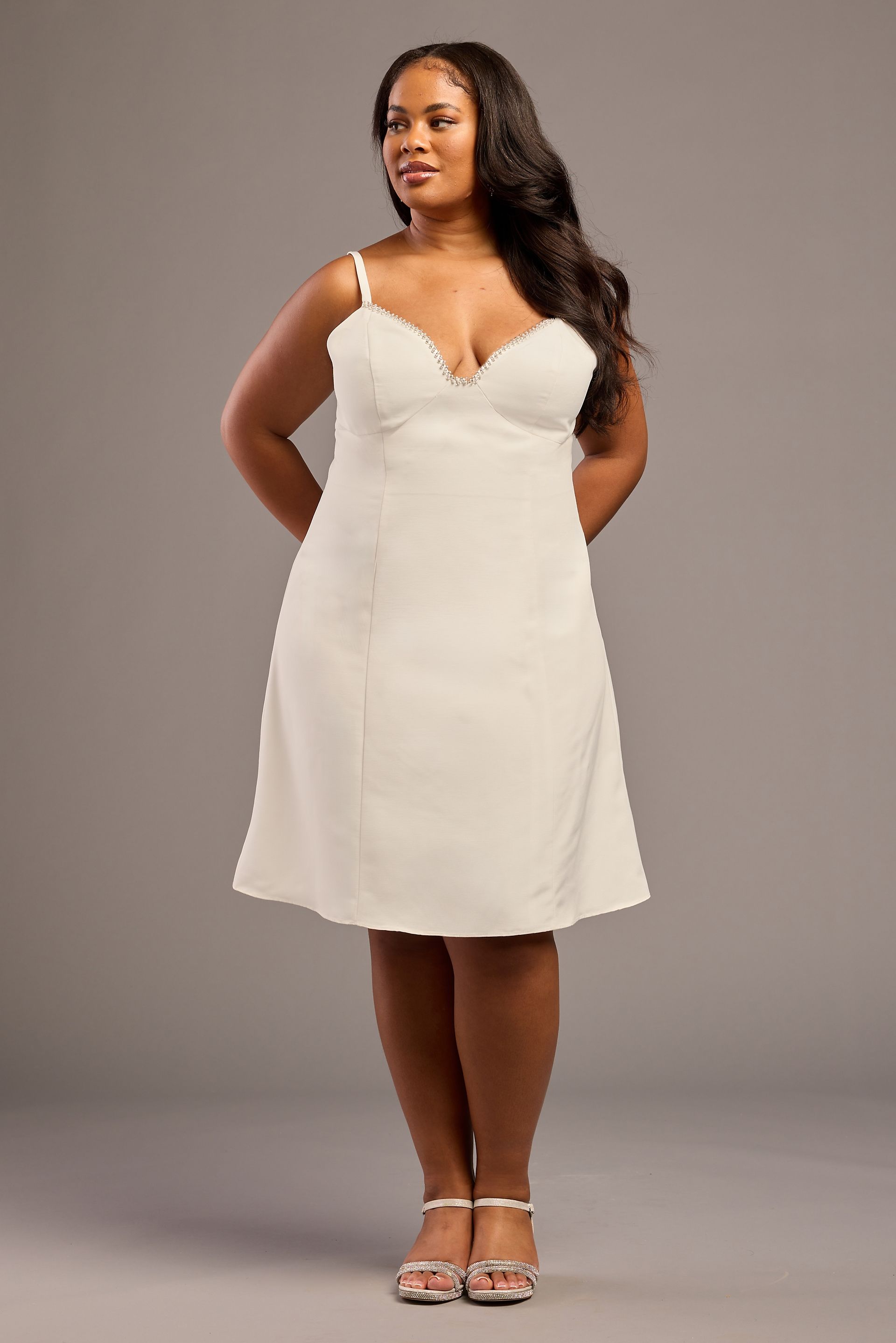 Picture of Faille Mini Dress with Crystal Neckline